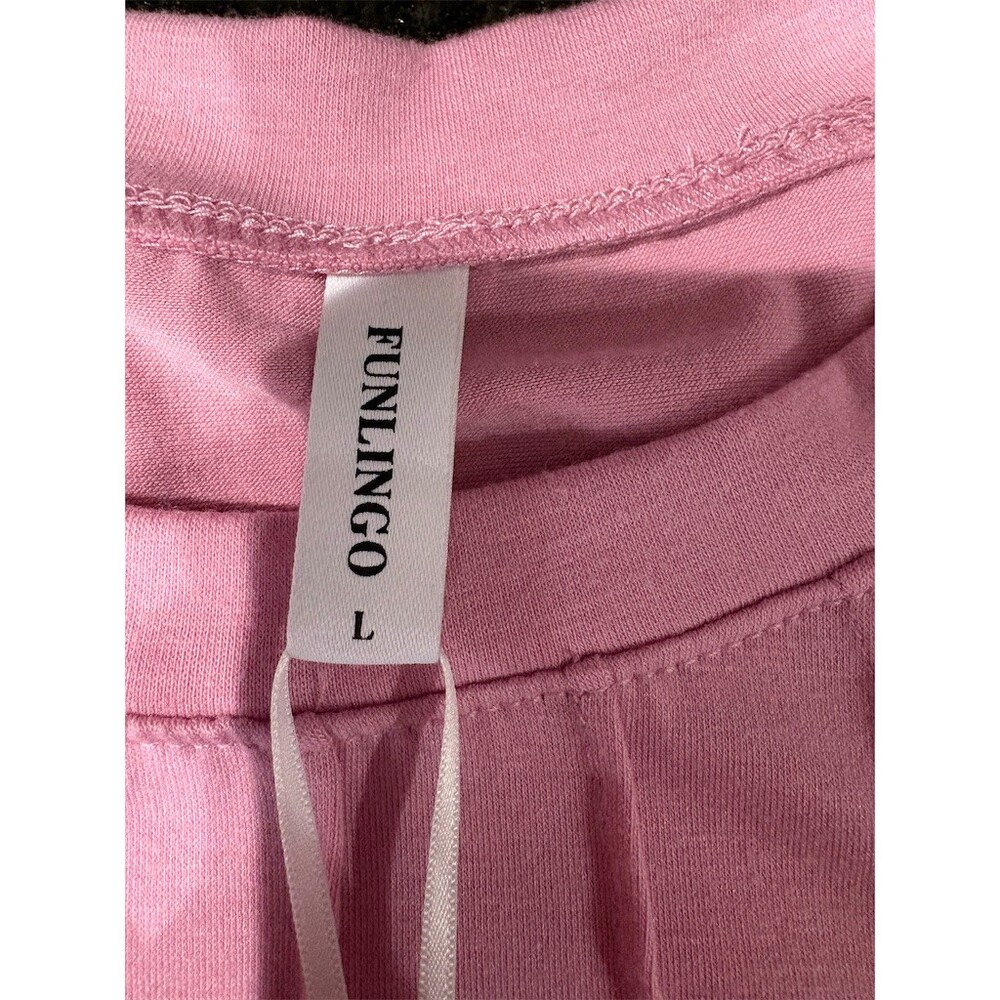 Funlingo Blouse Womens Size L Mauve Pink Long Sleeve Pleated Smocked Cuffs - Picture 6 of 9
